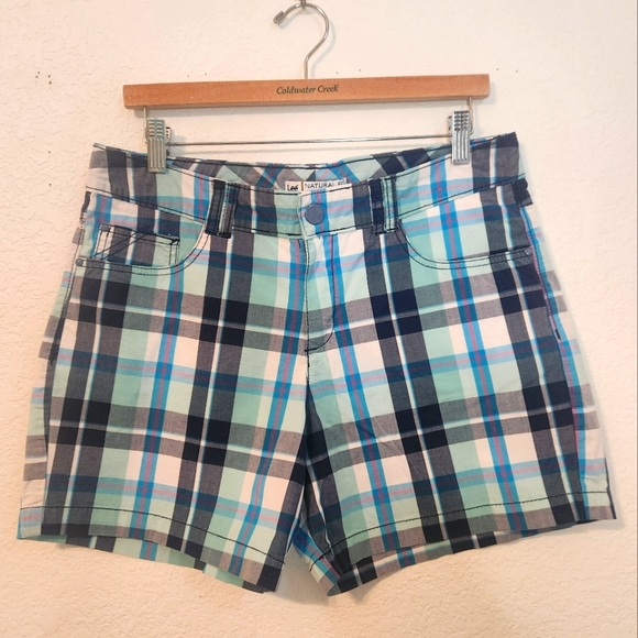 Lee Women's Plaid Shorts - Blue and Green, Size‎ 10 - Picture 1 of 6